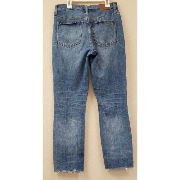Madewell Women's Size 25 The High-Rise Slim Boy Jean Distressed Raw Hem Boho‎ - Picture 6 of 8